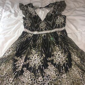 Beaded Black Gatsby/Flapper formal cocktail dress.